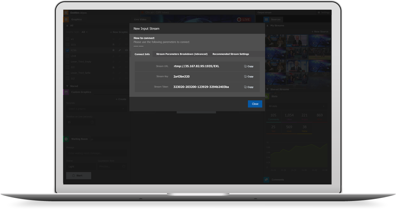 Laptop showing GV Alyve user interface