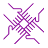 Hands touching pictogram